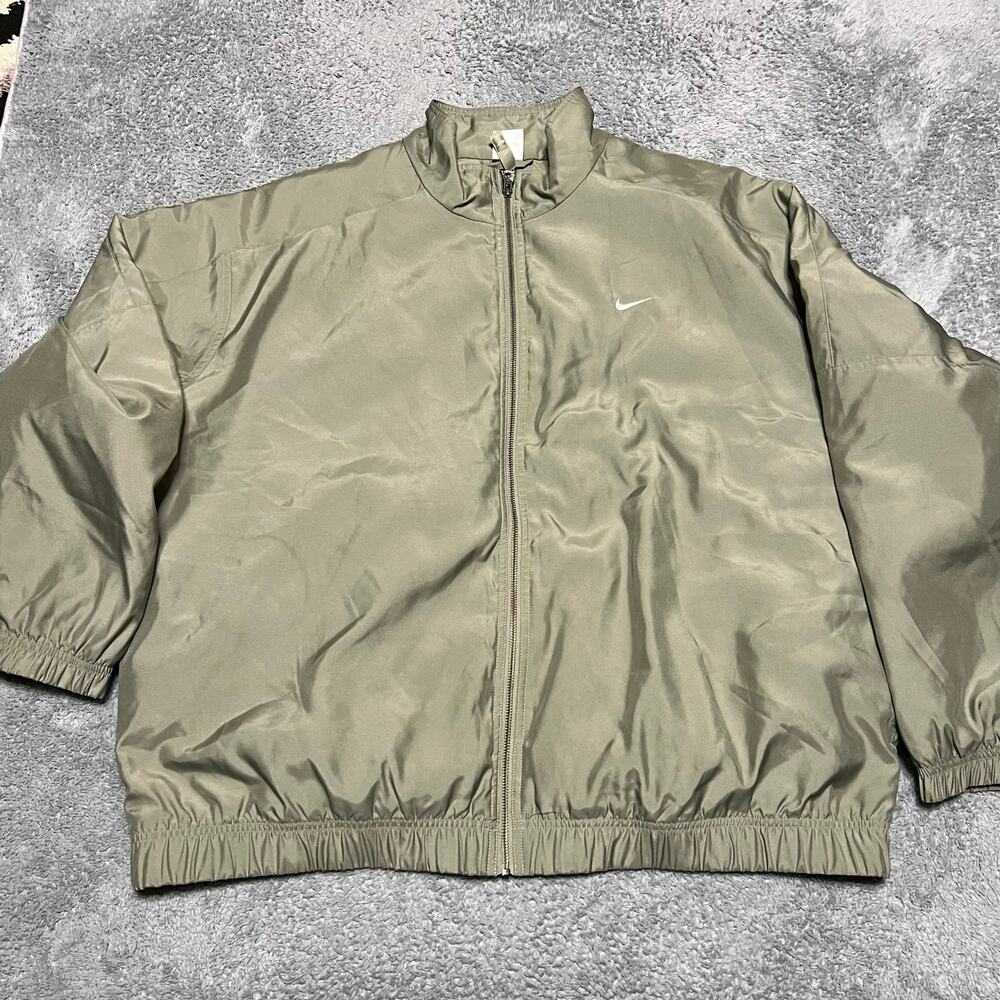 Nike Lab Solo Swoosh Satin Bomber Jacket Mens XXL Dn1266 Tan